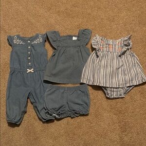 Adorable Baby Girl Outfit Cotton Denim Bundle